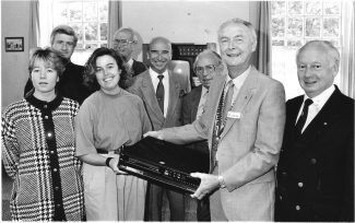 September 1989. A video player presented to Westcliff ward at Runwell Hospital. | Echo newspaper.