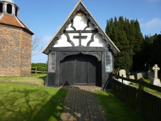 The fascia board is just above door and the carving is on the left | Jo Cullen