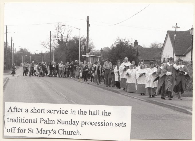 Palm Sunday Procession from village hall to St Marys 1996