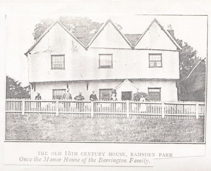 Ramsden Park House. Home of the BARRINGTON FAMILY c15th century.