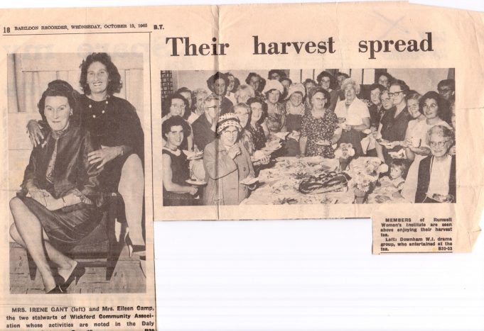 Mrs. Irene Gand and Mrs. Eileen Camp + Harvest Spread Runwell W.I. | Basildon Recorder October 13th 1965
