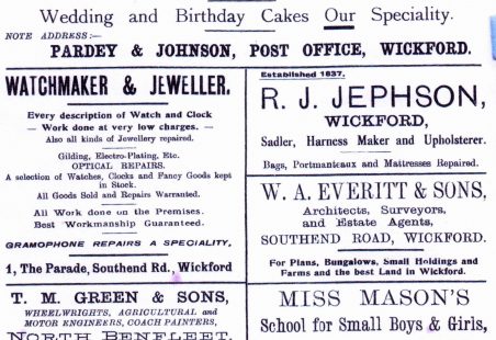 Wickford adverts, 1925