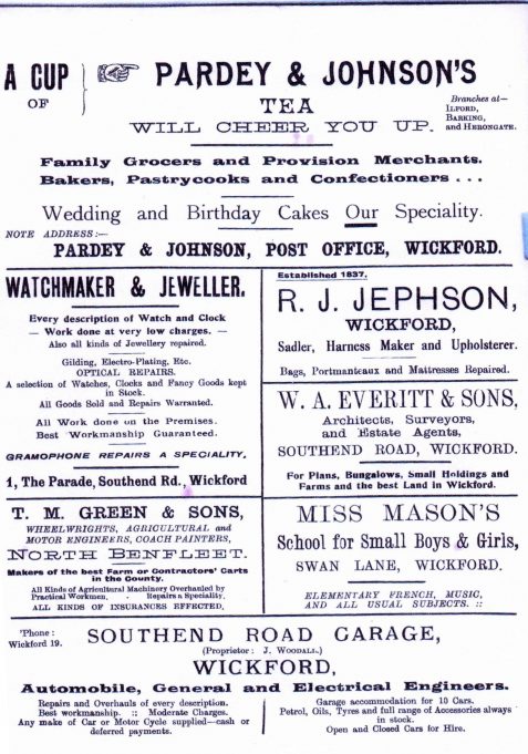 Wickford adverts, 1925