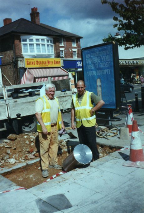 Basildon Council staff digging the hole for the Time Capsule