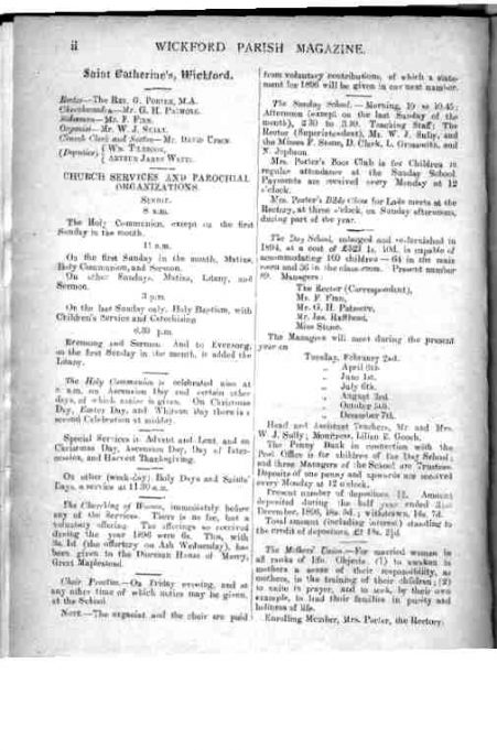 Wickford in 1897 according to the Wickford Parish Magazine