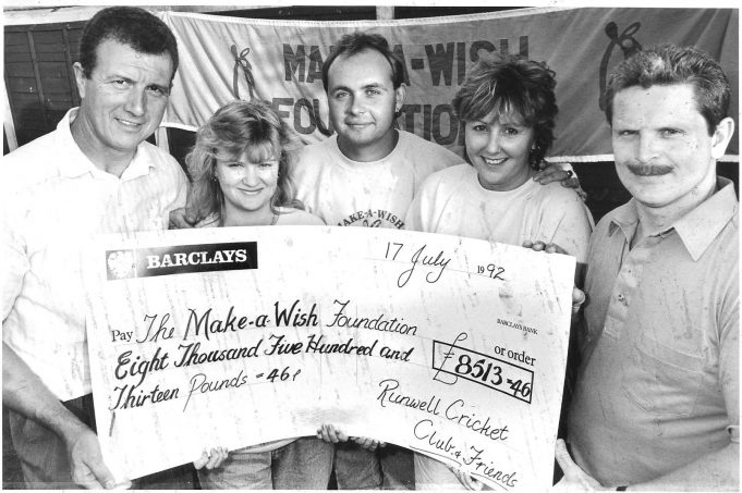 This picture shows a cheque being presented in 1992 to 'Make a Wish'. Jim Sloane and Steven Floyd were making the presentation from money raised by a sponsored cricket match involving Runwell and three other teams. | Echo newspaper