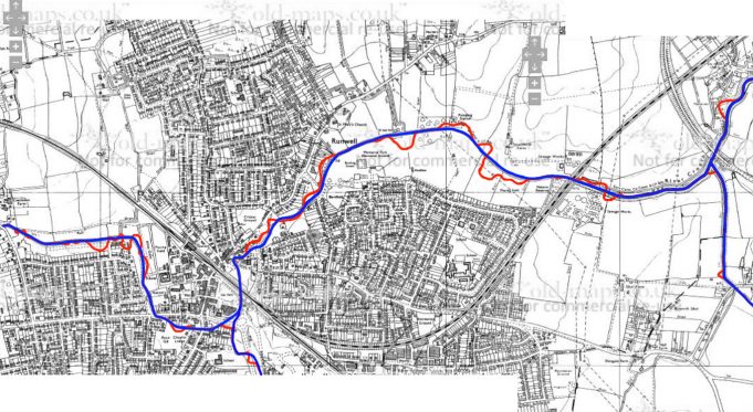 Showing changes in the route of the River Crouch.