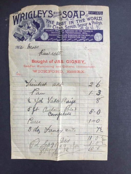 James Gigney sales receipts