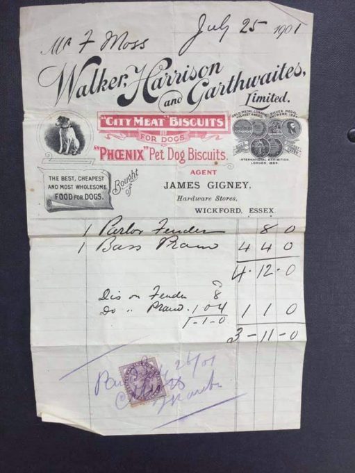 James Gigney sales receipts